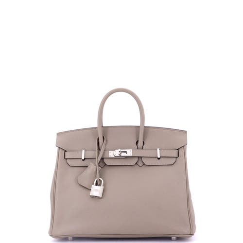 Pre-owned Hermes Hermes Birkin Handbag Grey Swift With Palladium Hardware 25 In Gray