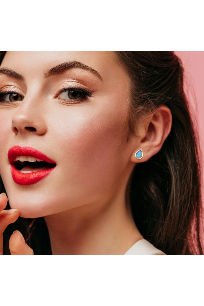 Blue Opal Stud Earrings 10K Rose Gold, Alternate, color, Opal