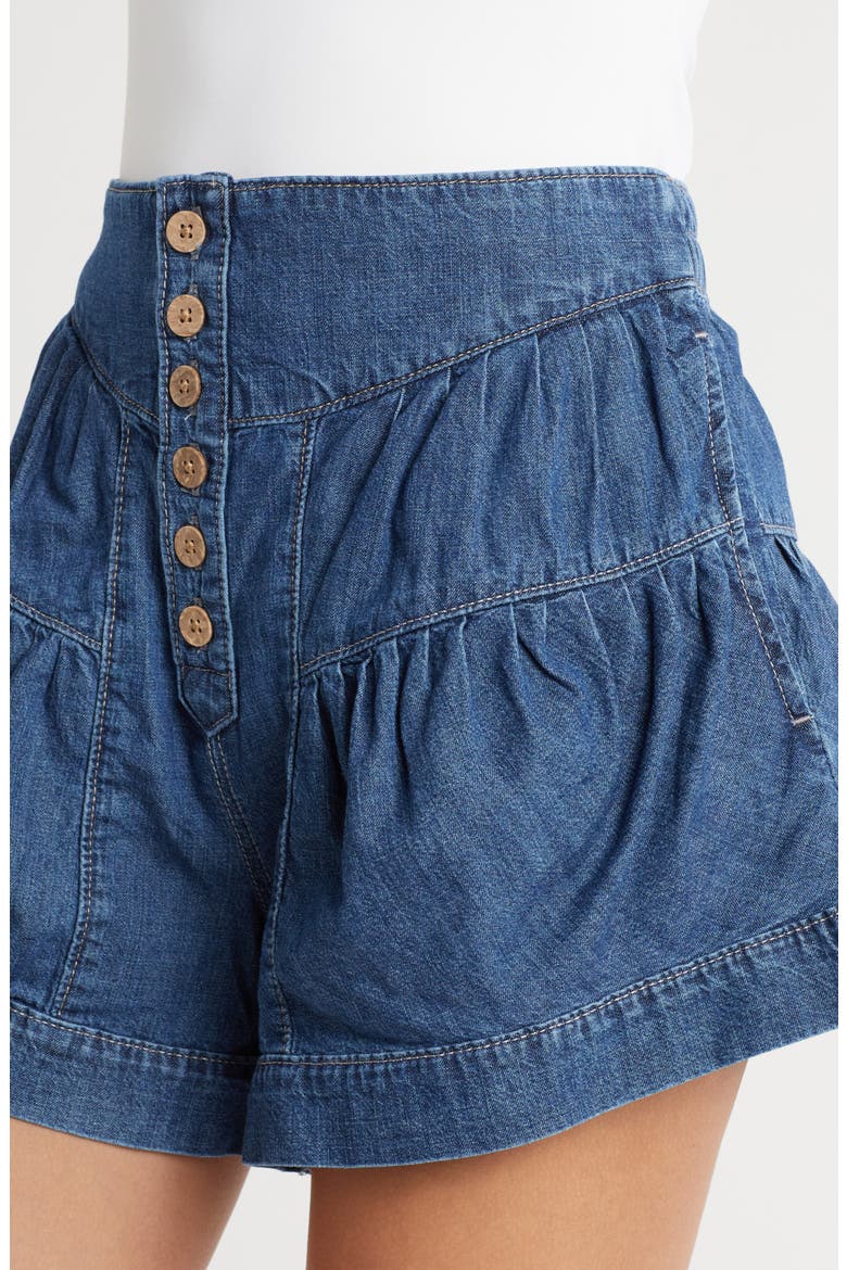 Fleur Denim Shorts, Alternate, color, BLUE