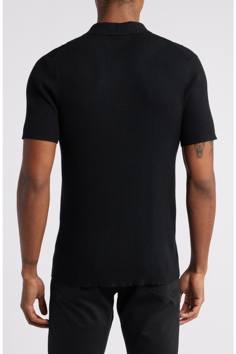 Rib Polo Sweater, Alternate, color, BLACK