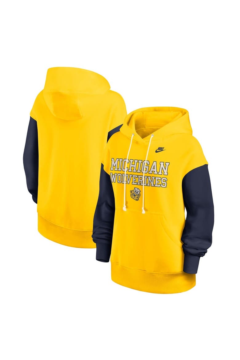 Women's Nike Maize/Navy Michigan Wolverines Oversized Legacy Phoenix Pullover Hoodie, Main, color, Maize