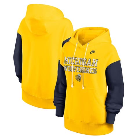 Women's Nike Maize/Navy Michigan Wolverines Oversized Legacy Phoenix Pullover Hoodie