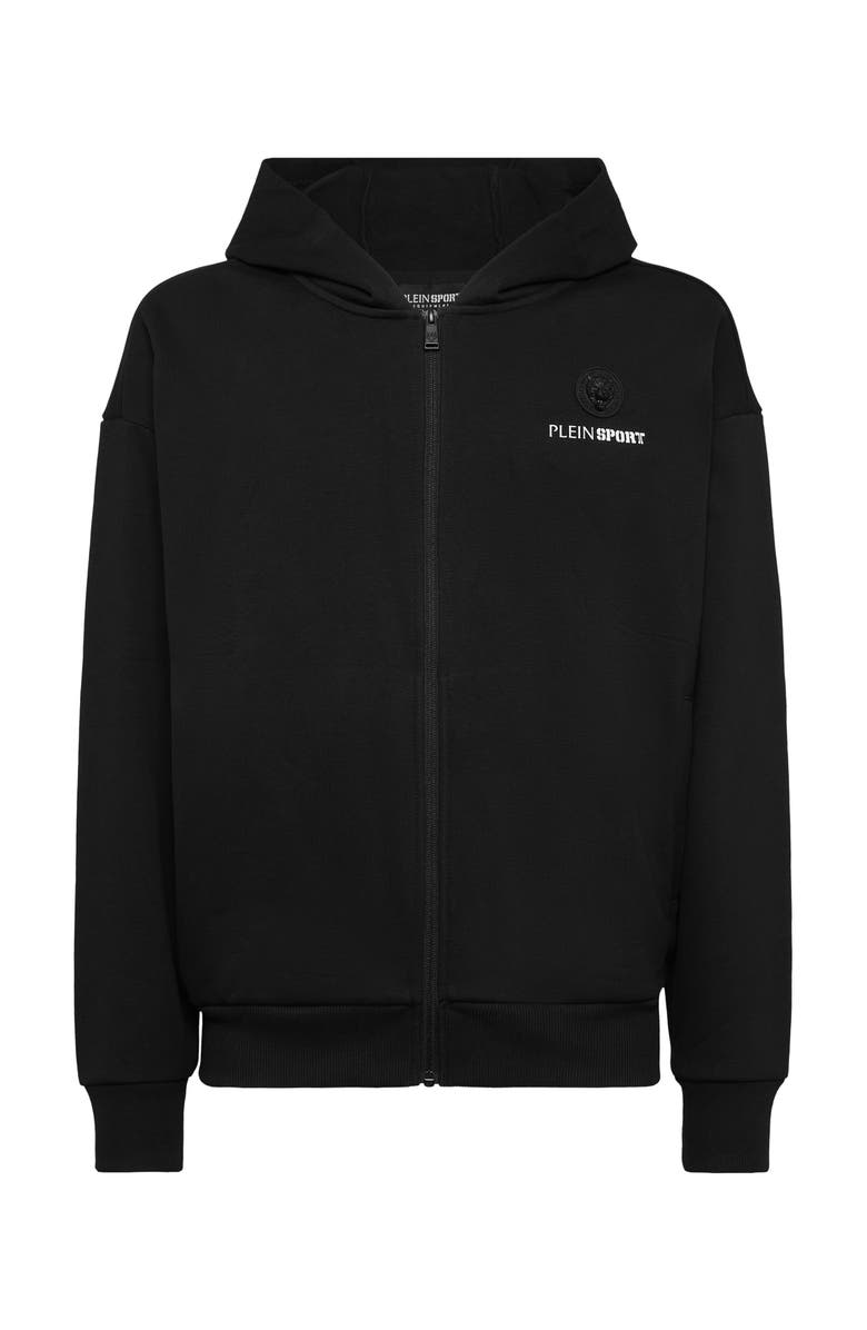 PLEIN SPORT Oversize Zipped Hoodie Sweatshirt Ls Scratch Men, Main, color, Black