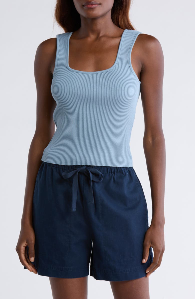 Vince Sweetheart Neck Ribbed Crop Tank, Main, color, Topaz