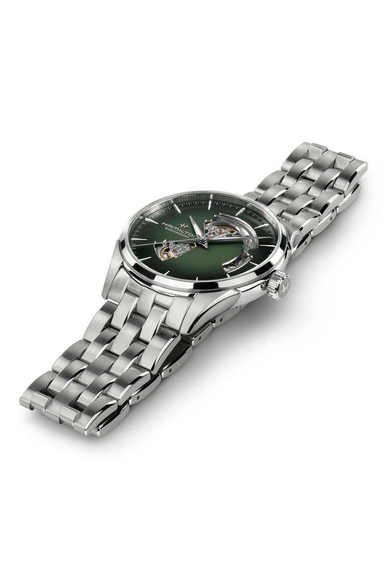 Jazzmaster Open Heart Automatic Bracelet Watch, 42mm, Alternate, color, GREEN