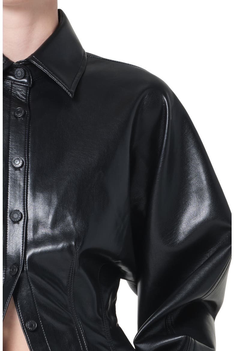 Devon Faux Leather Shirt, Alternate, color, DETOX BLACK