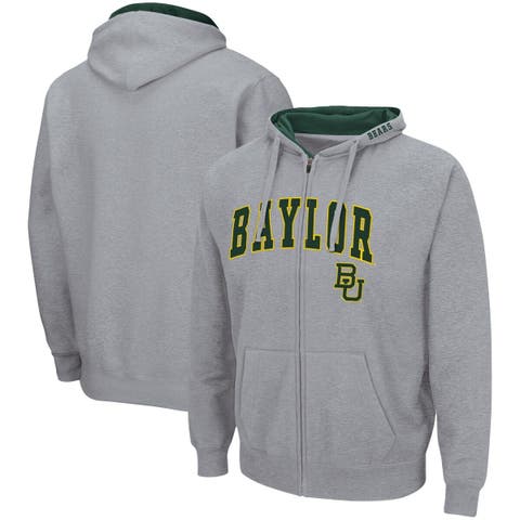 Men's Colosseum Heathered Gray Baylor Bears Arch & Logo 3.0 Full-Zip Hoodie