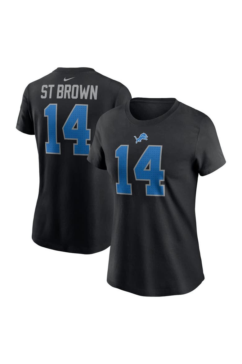 Women's Nike Amon-Ra St. Brown Black Detroit Lions Player Name & Number T-Shirt, Alternate, color, Black