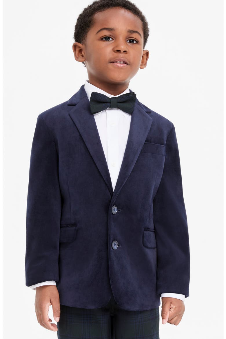 Kids' Velvet Blazer, Alternate, color, NAVY