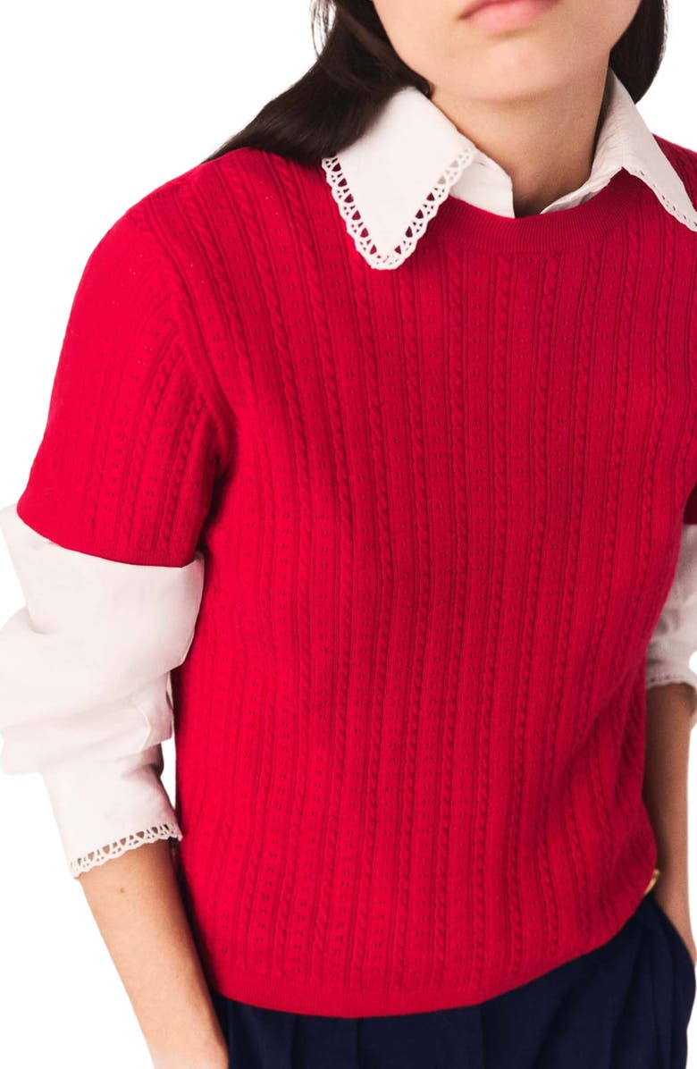 maje Round-neck sweater, Alternate, color, Red