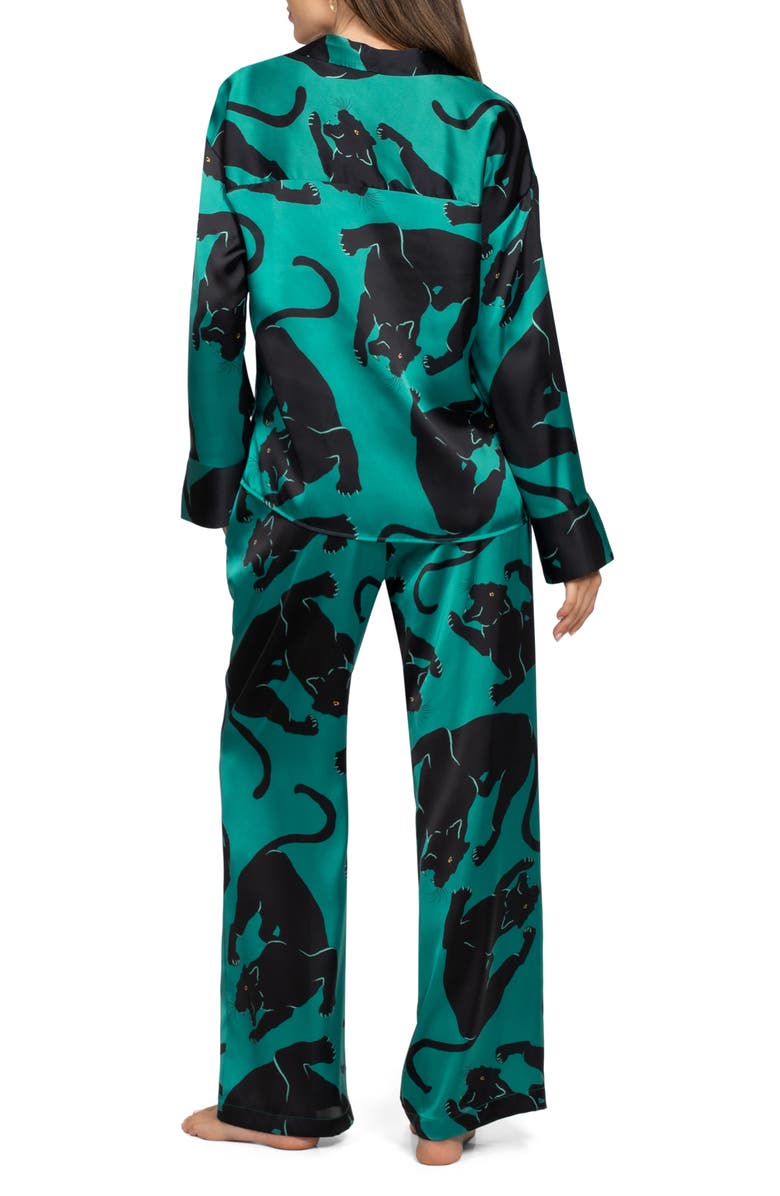 Midnight Bakery Print Satin Pajamas, Alternate, color, Green