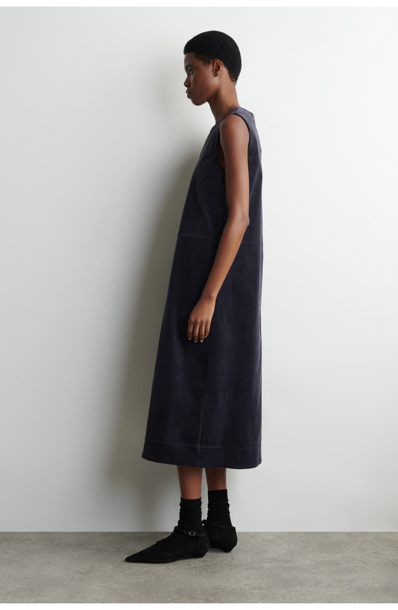 COS A-Line Corduroy Midi Dress, Alternate, color, Navy