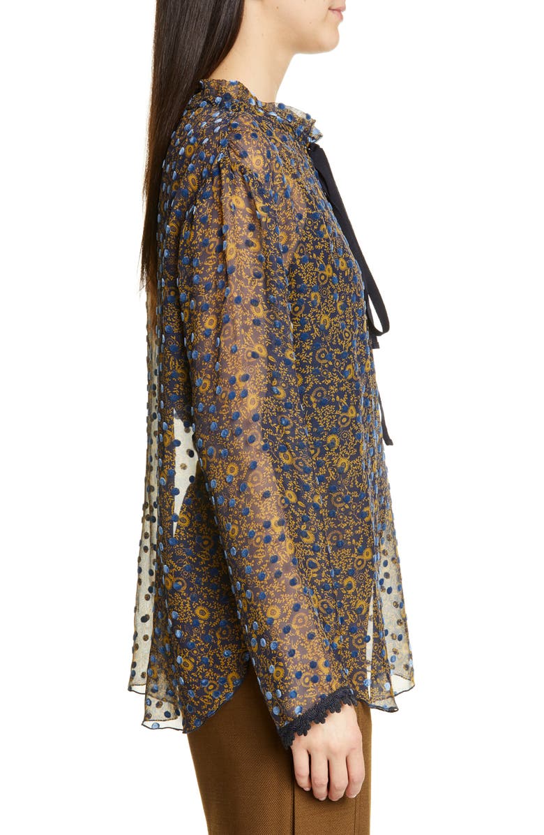 See by Chloé Floral Print Silk Devoré Top, Alternate, color, 