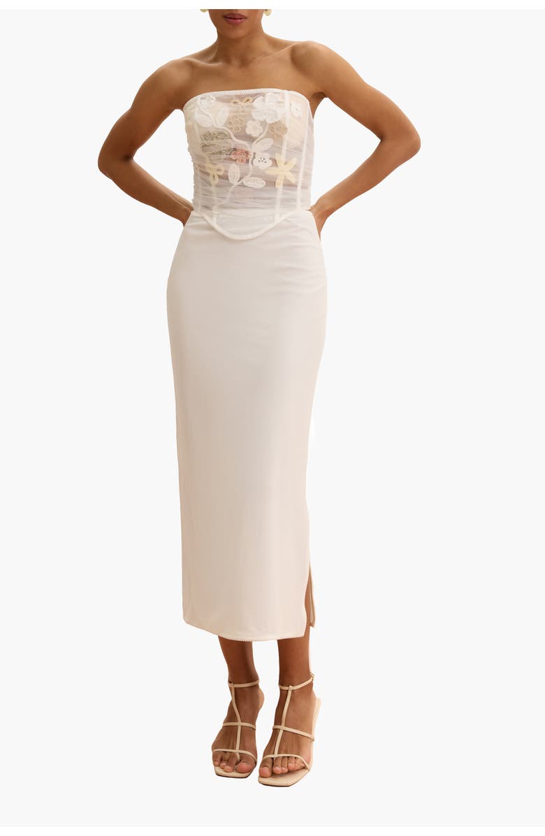Malva Florea High-Waisted Column Skirt With Side Slit, Alternate, color, White