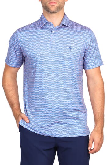 Tailorbyrd Orange Slice Print Performance Polo In Royal Blue