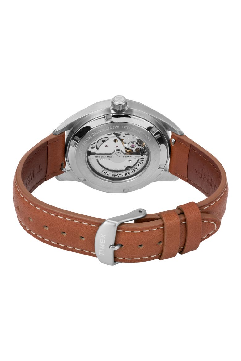 Waterbury Traditional Leather Strap Watch, 42mm, Alternate, color, BROWN