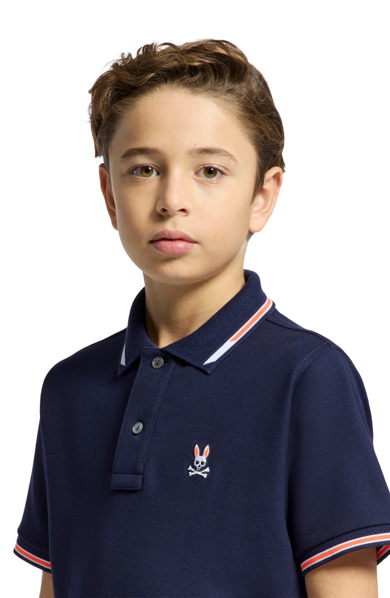 Psycho Bunny Kids' Stirling Pique Cotton Polo, Alternate, color, Evening Blue