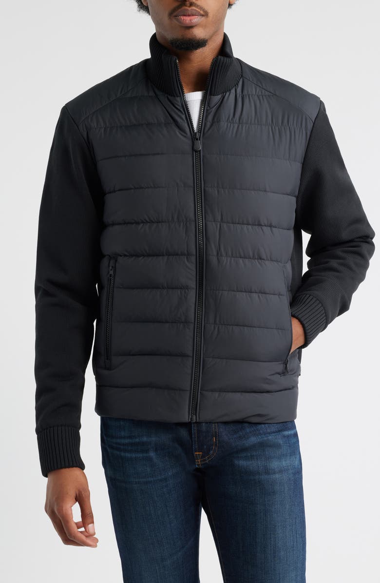 Save The Duck Sedum Water Repellent Mixed Media Jacket, Alternate, color, Black