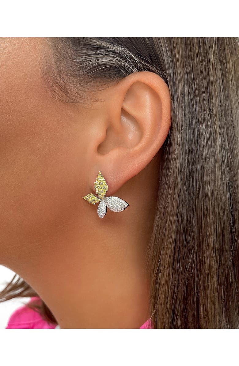 Sterling Forever Heidi Cubic Zirconia Flower Stud Earrings, Alternate, color, Silver