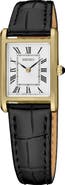 SEIKO WATCHES Essentials Tank Leather Strap Watch, 19.6mm x 29.4mm