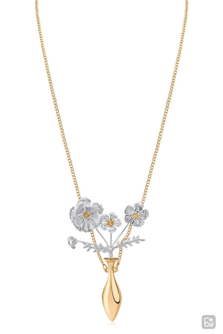 Floral Vase Pendant Necklace (Nordstrom Exclusive), Main, color, GOLD/ SILVER