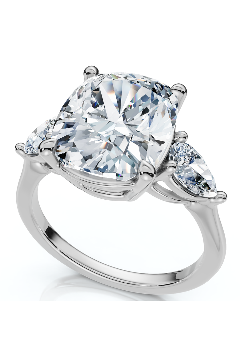 Certified 5 3/4Ct Aria Cushion Diamond Engagement Ring 14k Gold or Pt Lab Grown, Alternate, color, 14k White Gold