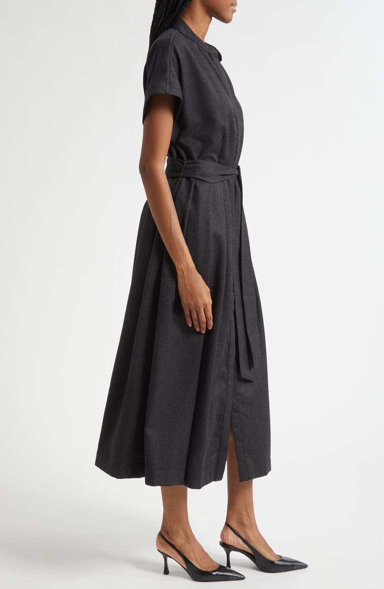 Eleventy Belted Wool Blend Midi Dress, Alternate, color, 168 Carbon
