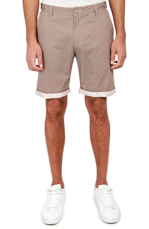 Slim Fit Downing Texture Print Flat Front Shorts