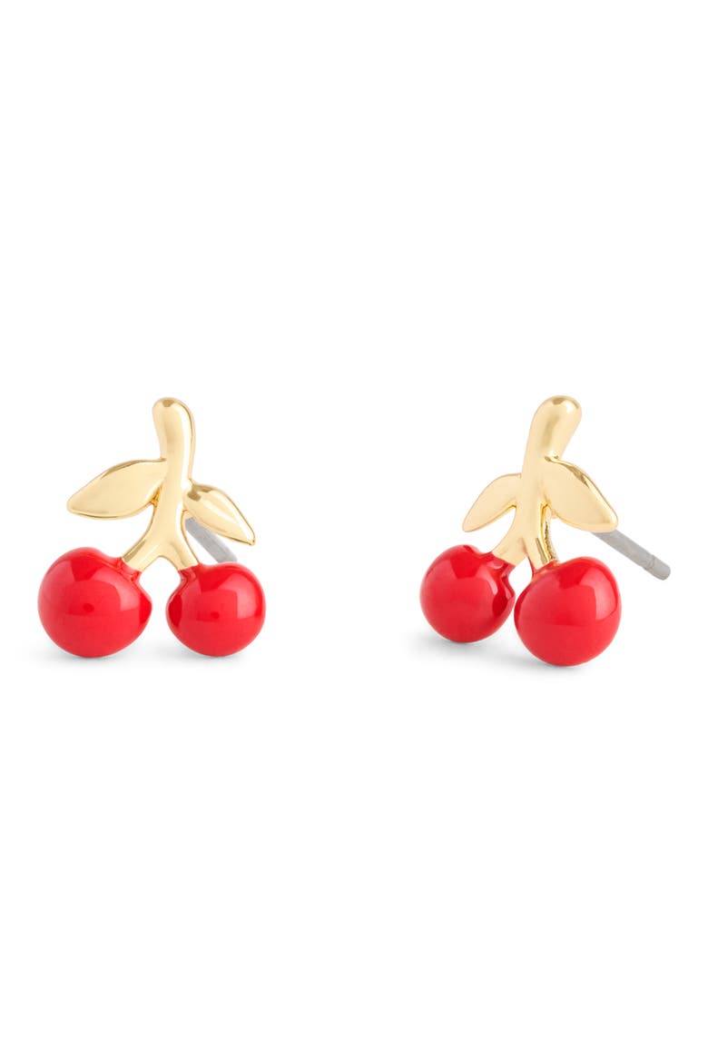 Cherry Stud Earrings, Main, color, RED/ GOLD