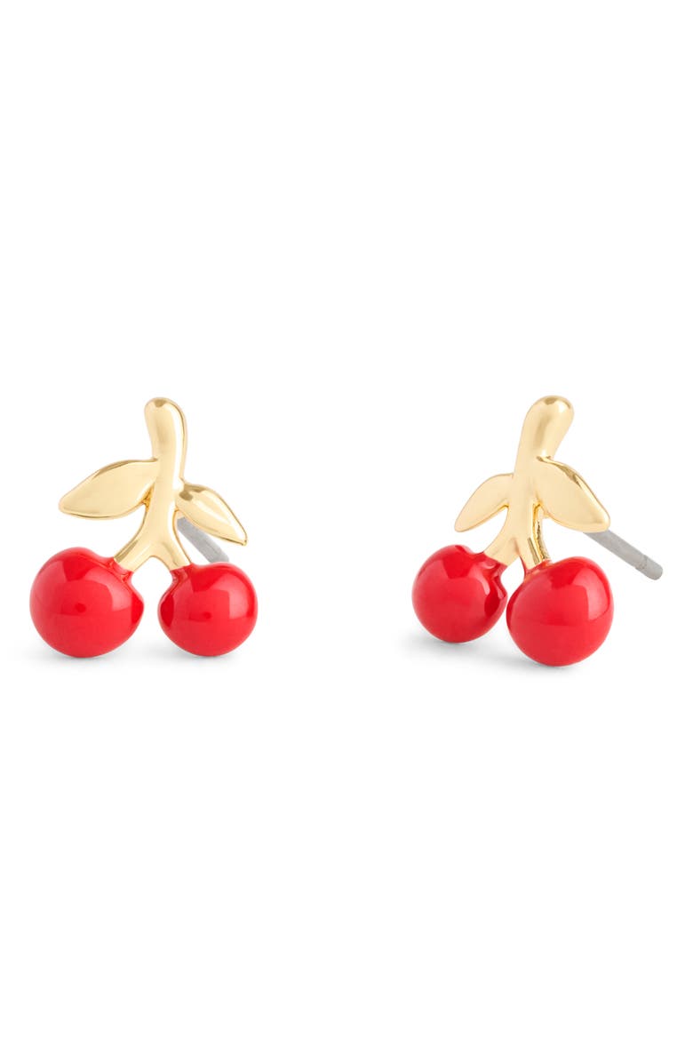 COACH Cherry Stud Earrings, Main, color, Red/ Gold