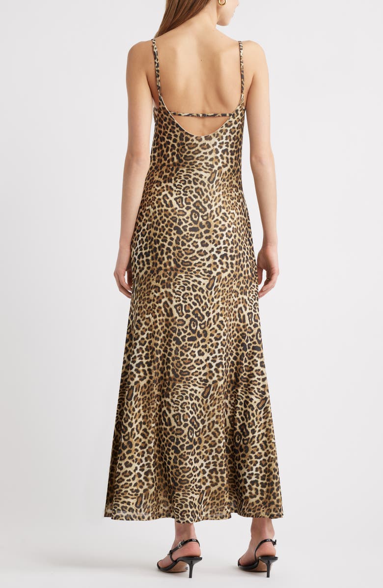 Open Edit Print Mesh Maxi Dress, Alternate, color, Beige Gold- Brown Leopard