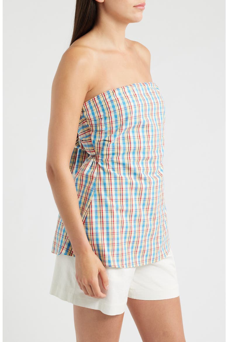 Isole Plaid Strapless Cutout Tie Back Top, Alternate, color, SOFIA CHECK