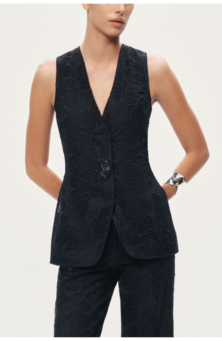 Nocturne Textured Tailored Vest, Main, color, Black