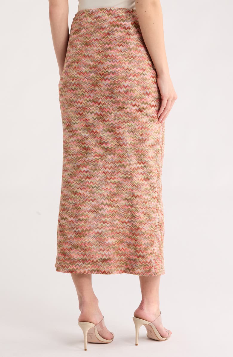 Ramy Brook Mable Ruched Slit Maxi Skirt, Alternate, color, Pink Punch Chevron