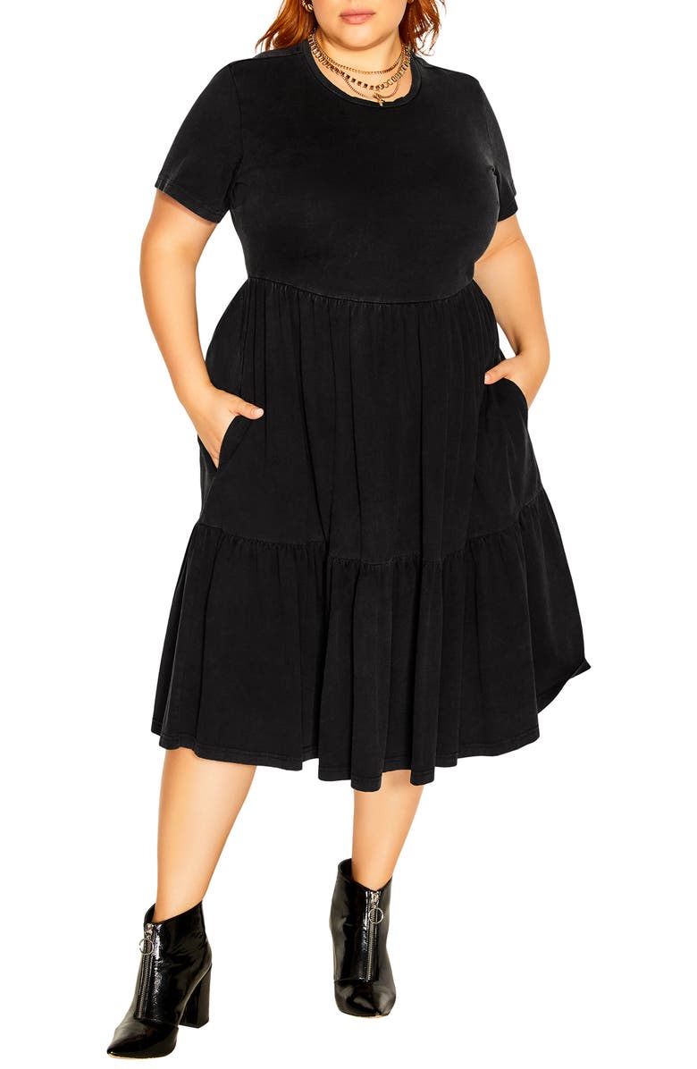 City Chic Retro Roller Midi T-Shirt Dress, Main, color,