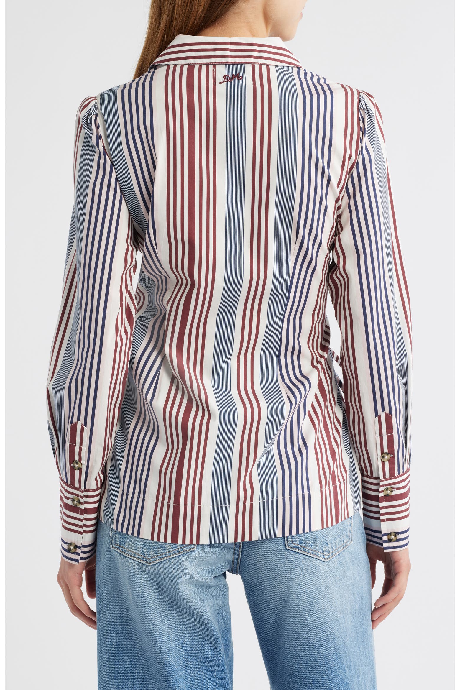 Red Black Variegated Thread Damson Madder Jilla Stripe Lace-Up Button-Up Shirt (Women) | Nordstrom