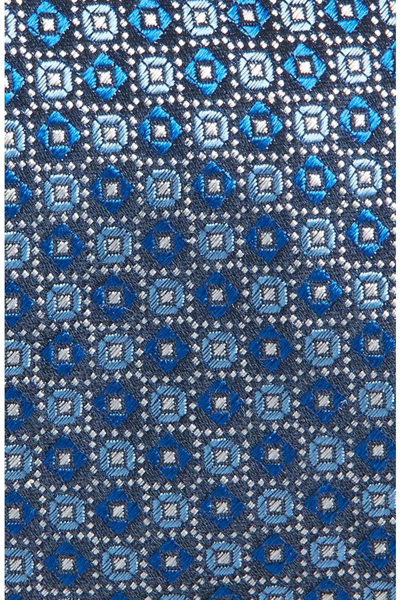 Micro Medallion Silk Tie, Alternate, color, BLUE