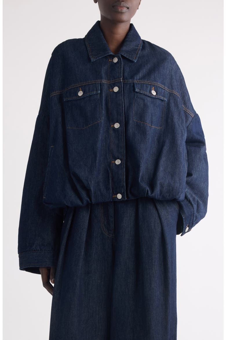 Vesto Bubble Hem Denim Jacket, Main, color, INDIGO