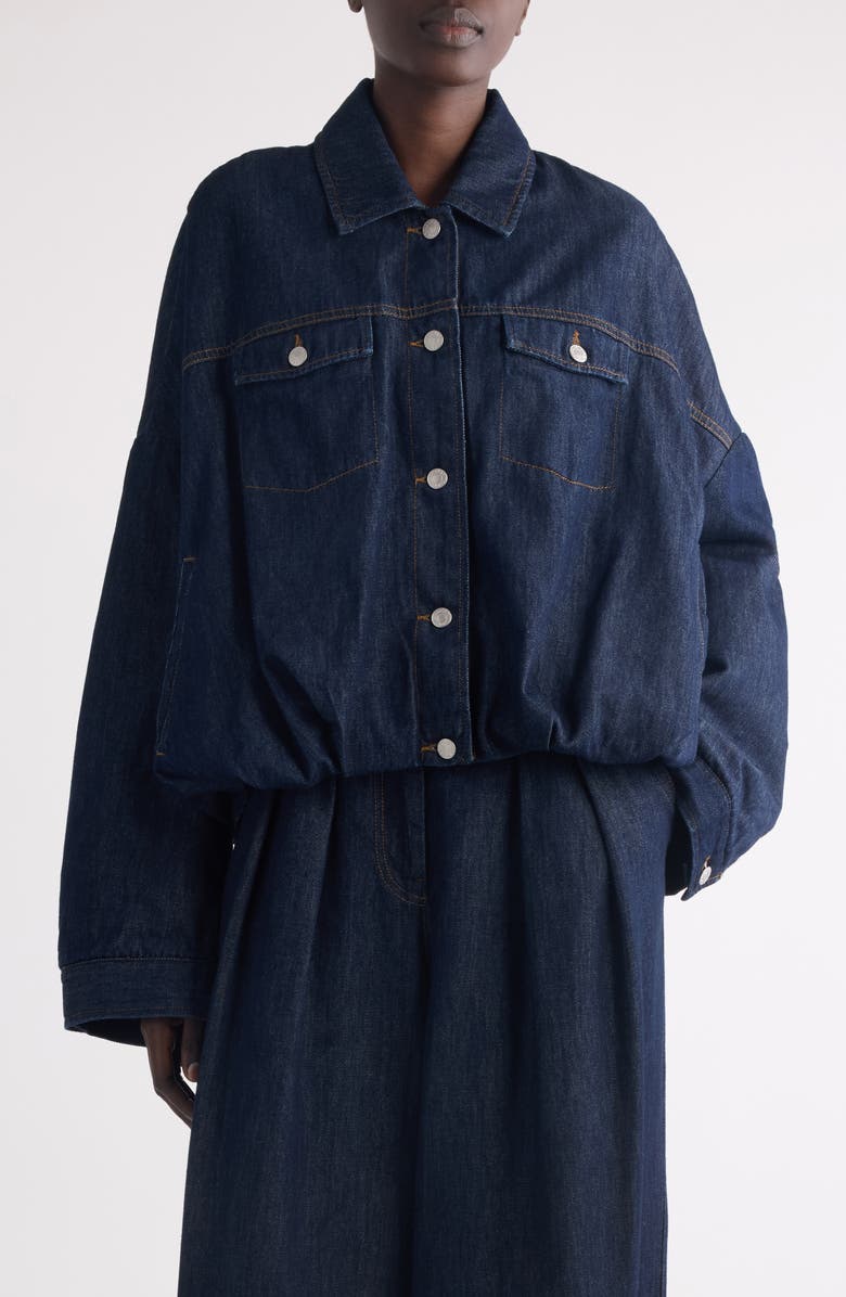 Dries Van Noten Vesto Bubble Hem Denim Jacket, Main, color, Indigo