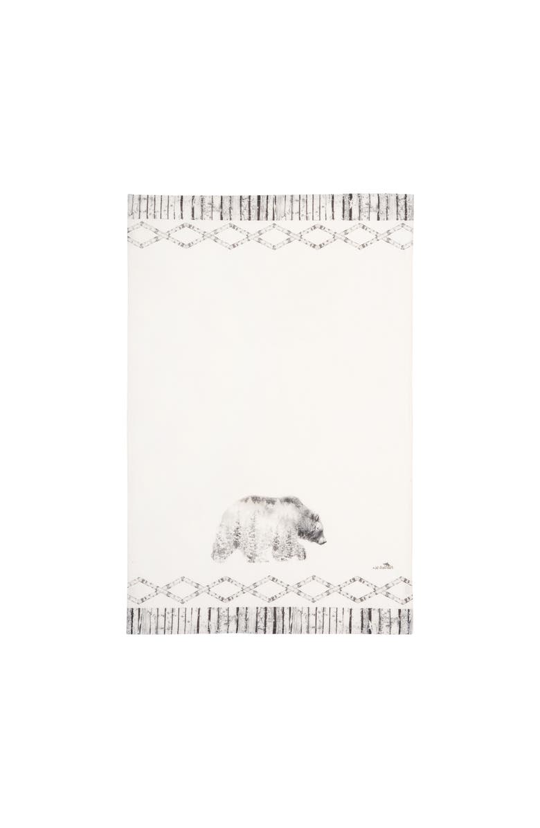 C&F Home Bear in Forest Printed 100% Cotton Guest Dishtowel, Main, color, White