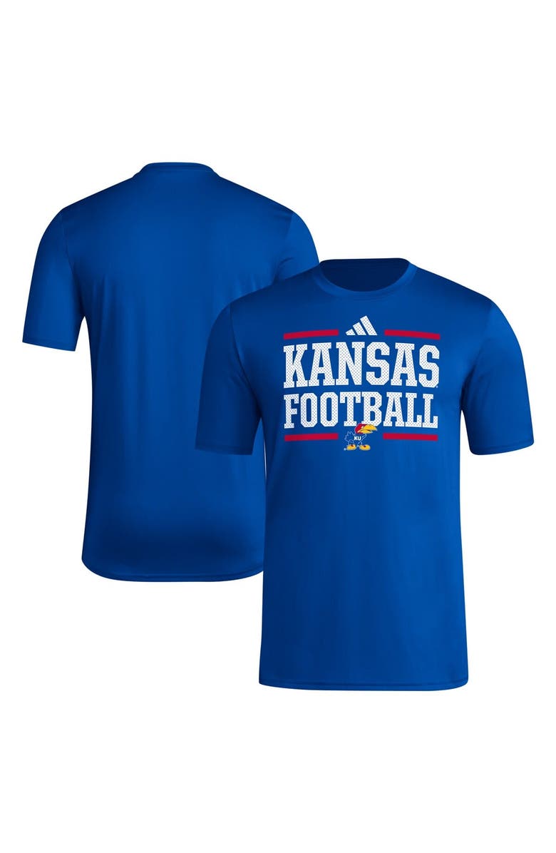 adidas Men's adidas Royal Kansas Jayhawks Locker Football Pre-Game AEROREADY T-Shirt, Alternate, color, 