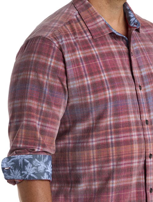 Tommy Bahama Coastline Cord Harbor Check Sport Shirt In Aged Claret