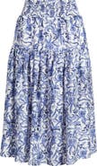 Caslon® Tiered Print Midi Skirt