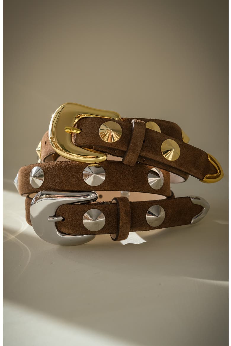 Studded Belt, Alternate, color, CHOCOLATE AND GOLD