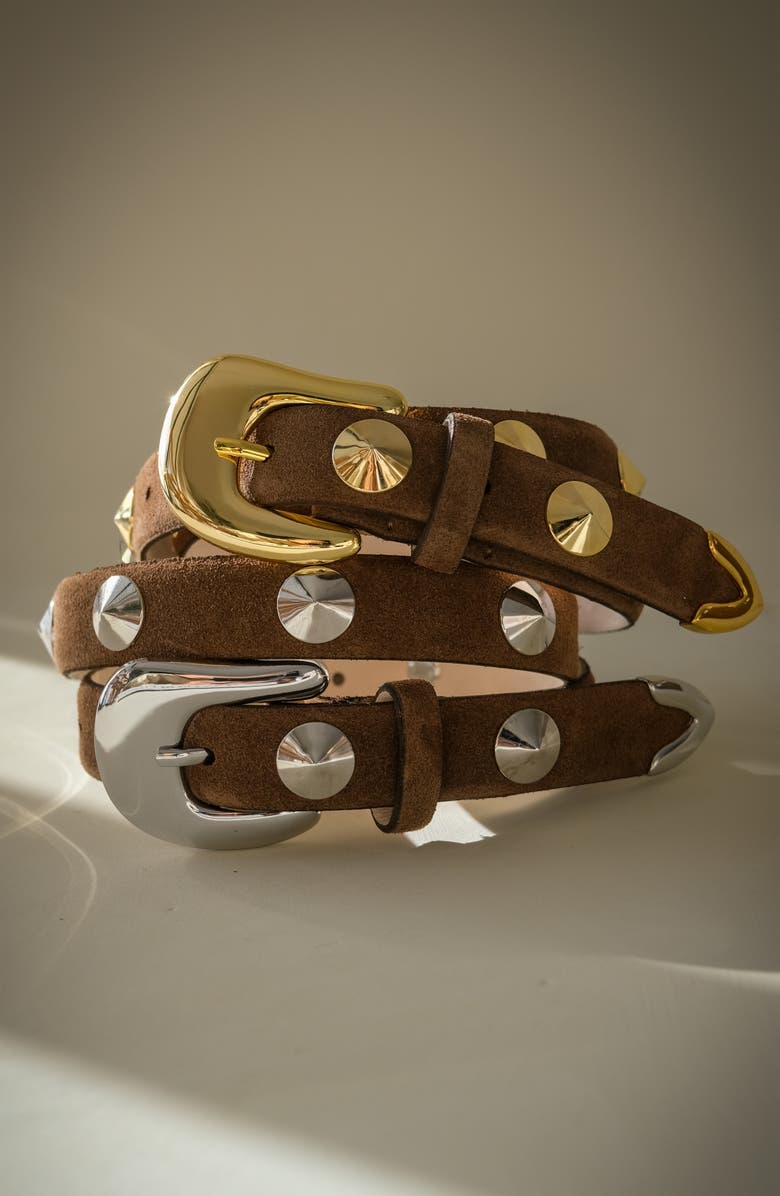 AUREUM Studded Belt, Alternate, color, Chocolate And Gold