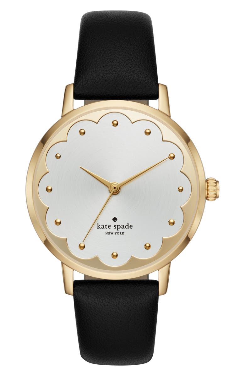 Kate Spade New York metro scallop leather strap watch, 34mm, Main, color,