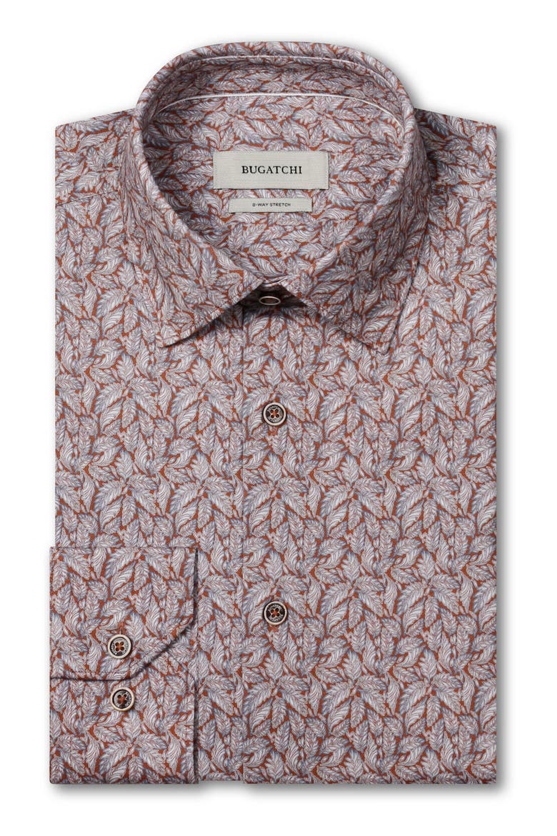 James OoohCotton® Leaf Print Button-Up Shirt, Alternate, color, SIENNA