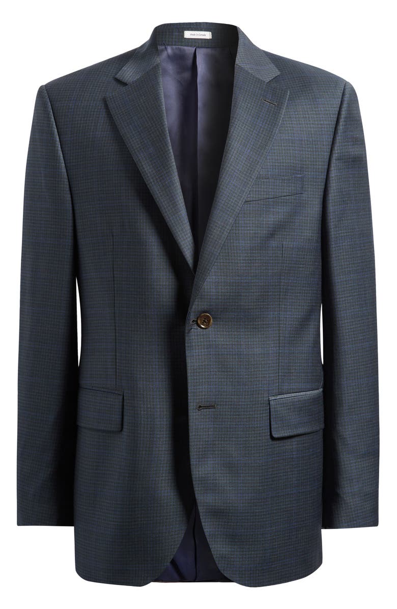 Peter Millar Flynn Classic Fit Dark Green Check Wool Sport Coat, Main, color, Green
