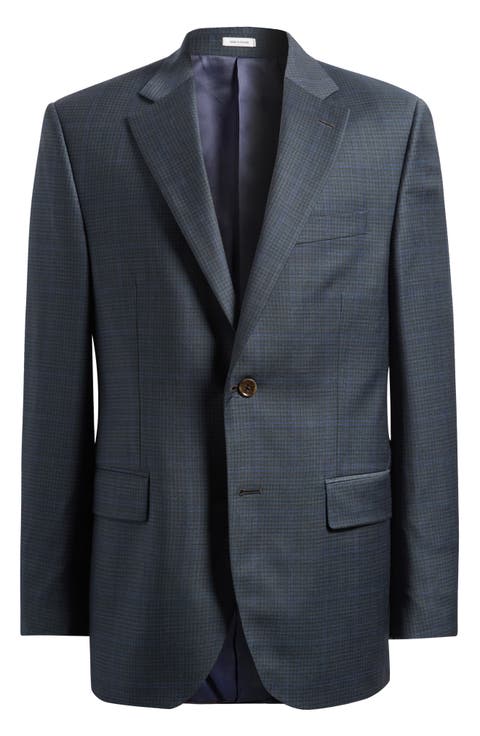 Flynn Classic Fit Dark Green Check Wool Sport Coat (Regular & Big)