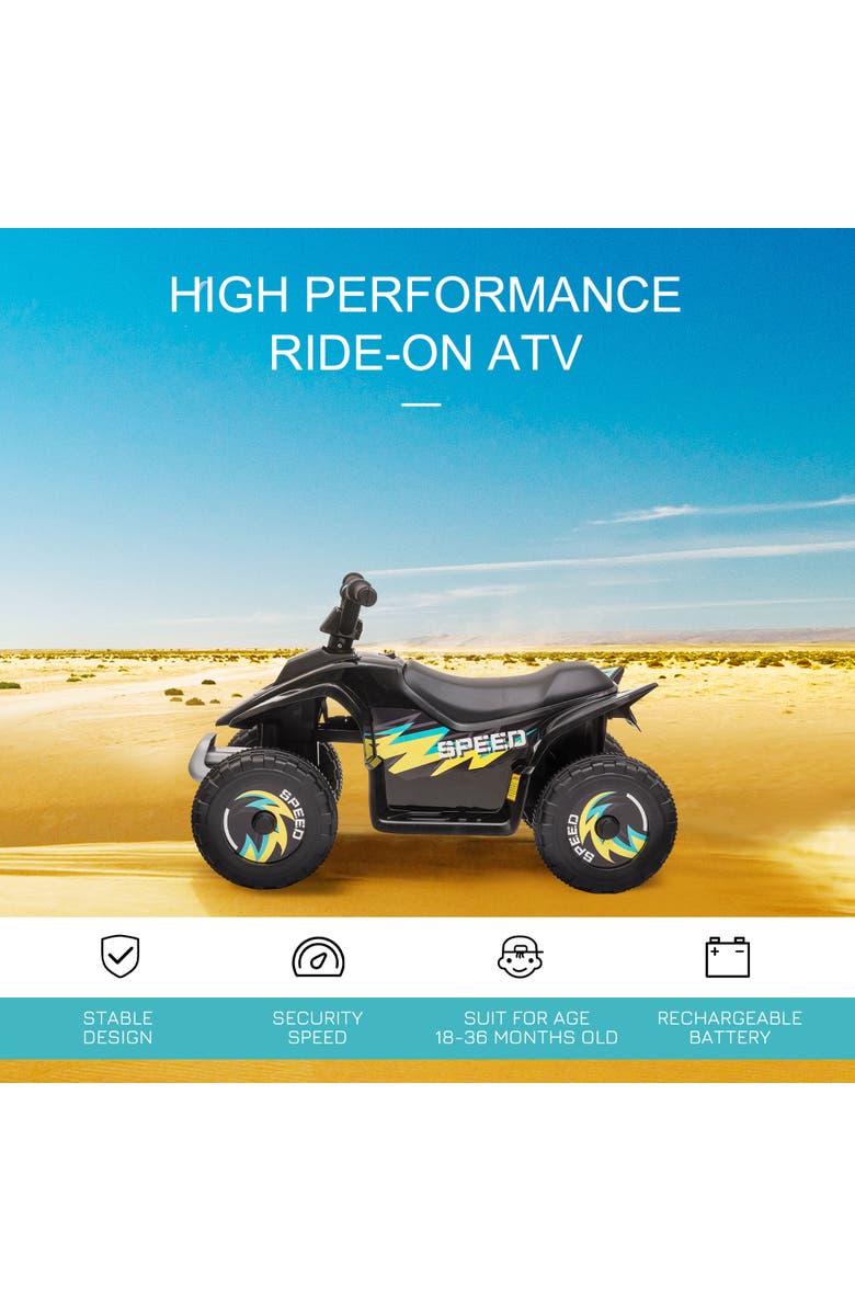 Aosom Kids Electric ATV, 6V, 4-Wheel, Forward/Reverse, Alternate, color, Black